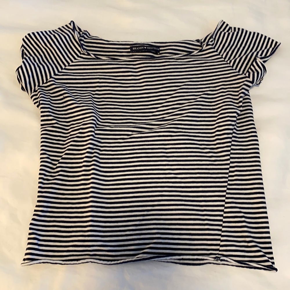 Brandy Melville Black/White Striped off shoulder